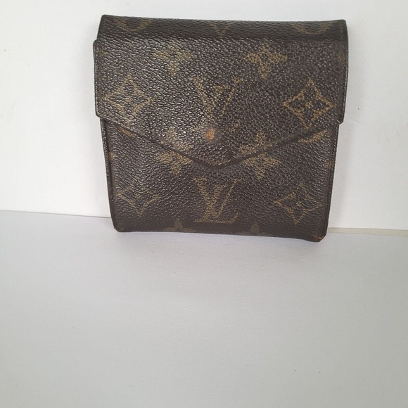 LOUIS VUITTON Retro Vintage Monogram Leather Wallet Brown Medium Trifold Elise - Picture 2 of 16
